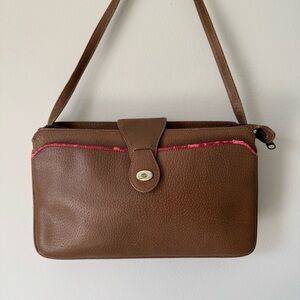 Vintage Gucci Brown Crossbody Bag with Red Accent